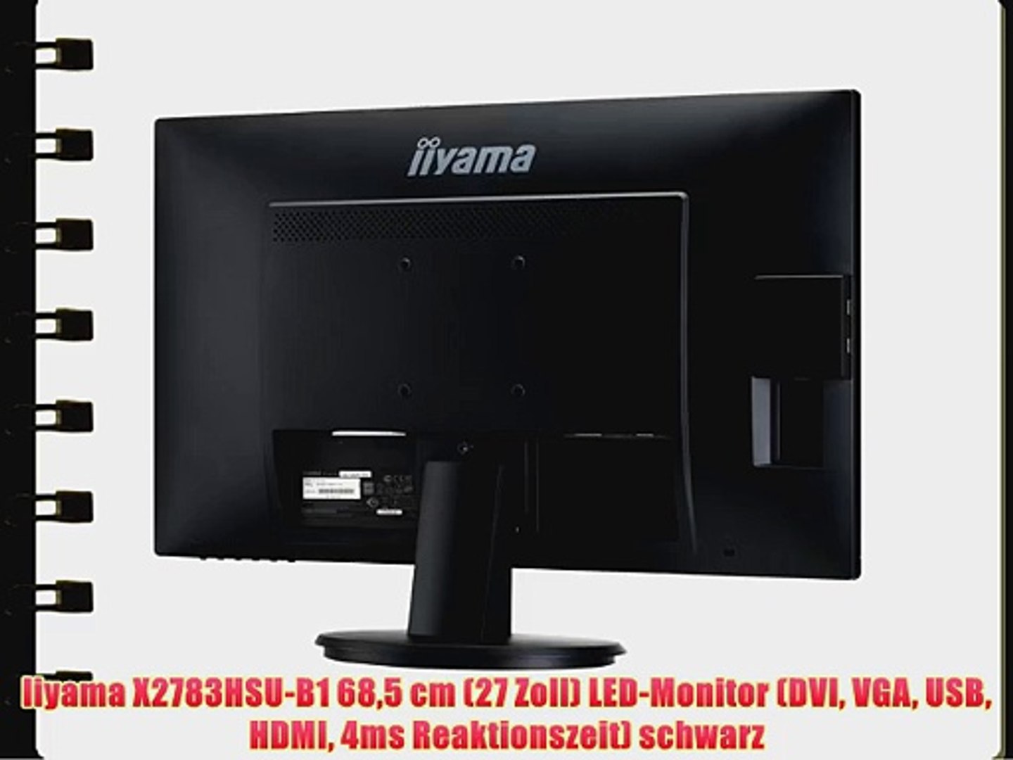⁣Iiyama X2783HSU-B1 685 cm (27 Zoll) LED-Monitor (DVI VGA USB HDMI 4ms Reaktionszeit) schwarz