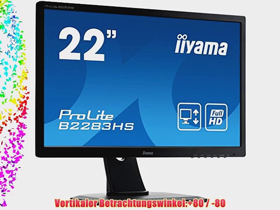 iiyama B2283HS-B1  546 cm (215 Zoll) LED Monitor (VGA DVI HDMI) schwarz