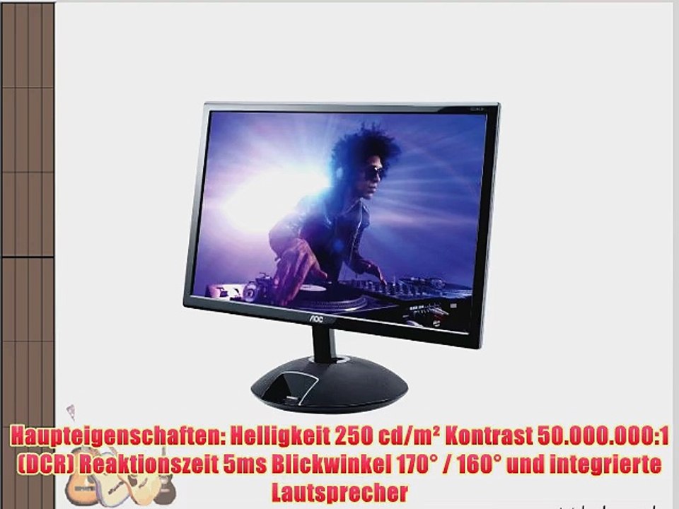 AOC E2343FI 584 cm (23 Zoll) Monitor (VGA HDMI 5ms Reaktionszeit) hochglanz schwarz