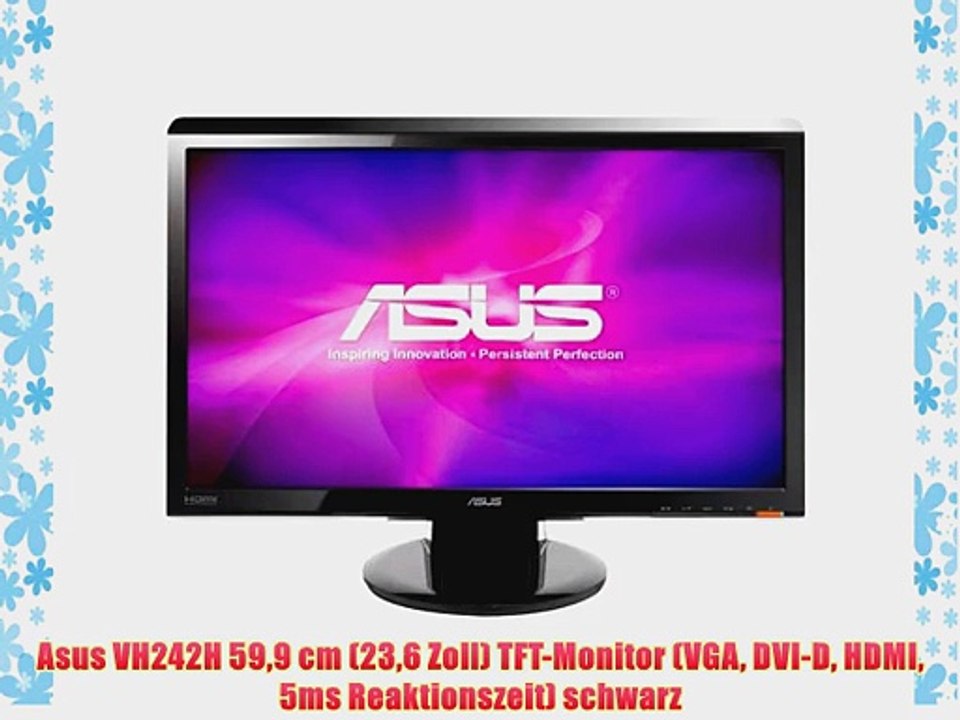 Asus VH242H 599 cm (236 Zoll) TFT-Monitor (VGA DVI-D HDMI 5ms Reaktionszeit) schwarz