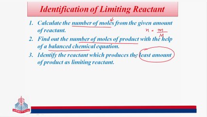 Identification of Limiting Reactant and Yield