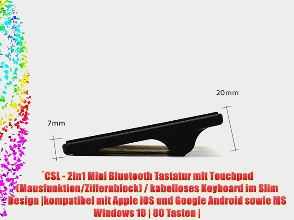 ?CSL - 2in1 Mini Bluetooth Tastatur mit Touchpad (Mausfunktion/Ziffernblock) / kabelloses Keyboard