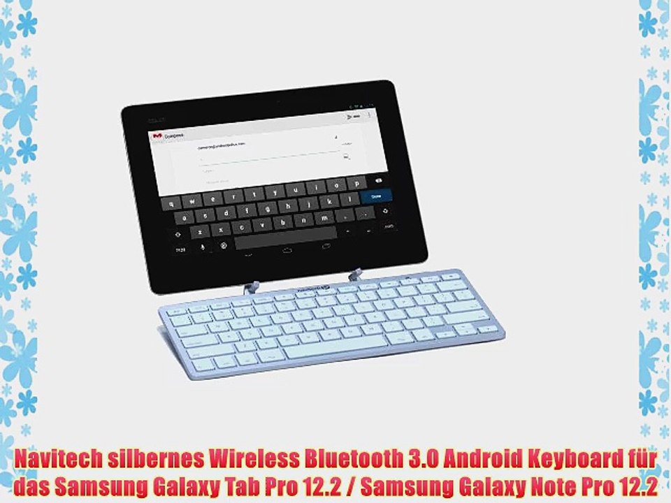 Navitech silbernes Wireless Bluetooth 3.0 Android Keyboard f?r das Samsung Galaxy Tab Pro 12.2
