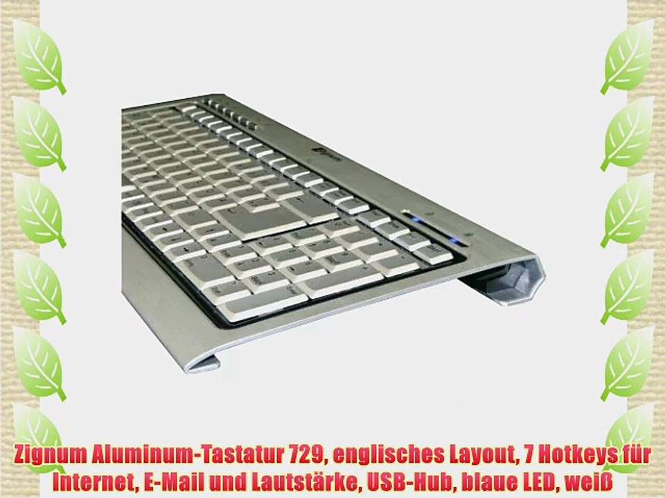 Zignum Aluminum-Tastatur 729 englisches Layout 7 Hotkeys f?r Internet E-Mail und Lautst?rke