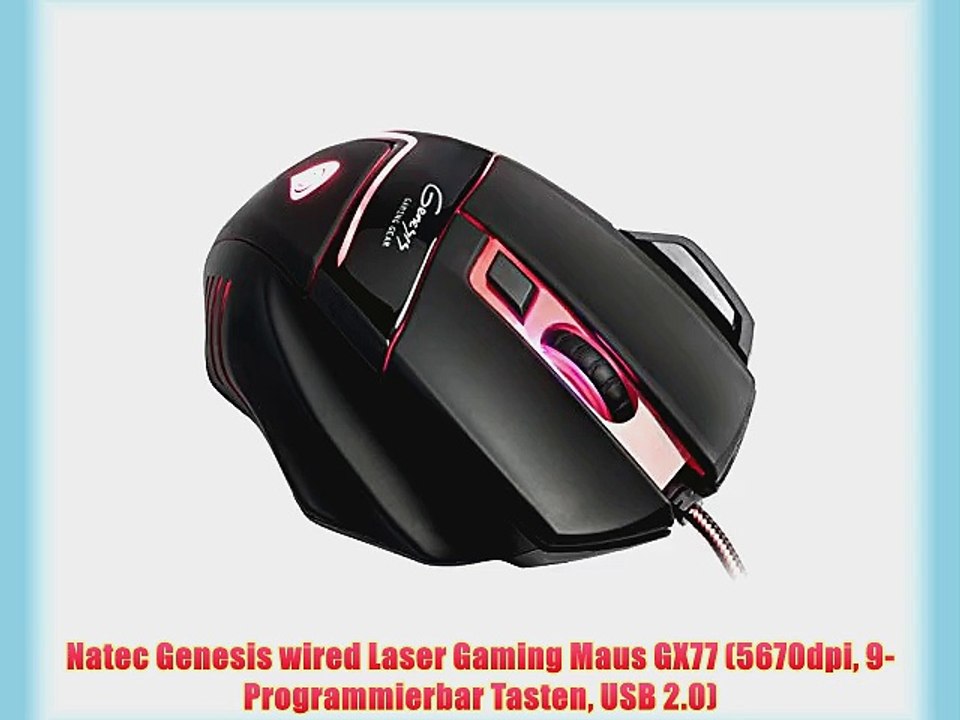 Natec Genesis wired Laser Gaming Maus GX77 (5670dpi 9-Programmierbar Tasten USB 2.0)