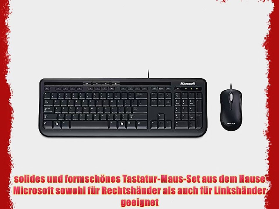 Microsoft Wired Desktop 600 USB Tastatur und Maus schnurgebunden schwarz (deutsches Tastaturlayout