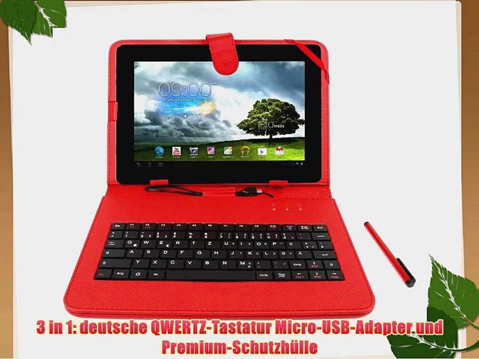 Deutsche Tablet-Tastatur (QWERTZ) und rote Schutzh?lle f?r Onda V989 Octa Core A80T 9.7/ 10.1