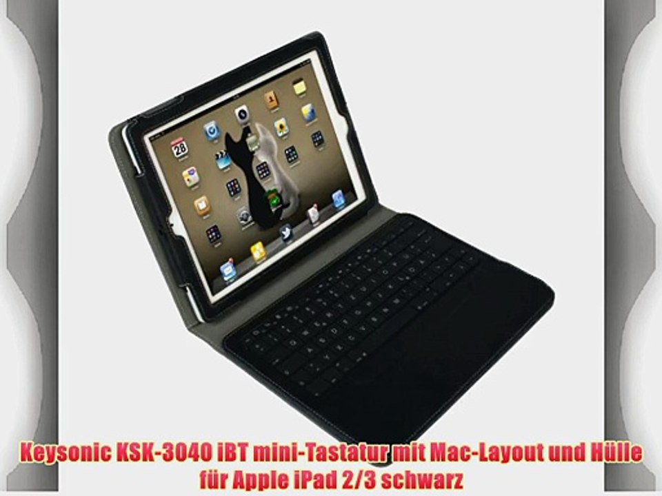 Keysonic KSK-3040 iBT mini-Tastatur mit Mac-Layout und H?lle f?r Apple iPad 2/3 schwarz