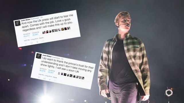 Justin Bieber présente ses excuses pour avoir dû annuler un concert au Royaume-Uni