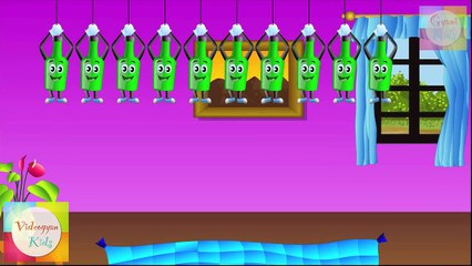 Ten Green Bottles(10 Green Bottles) Nursery Rhyme | Kids Animation Rhymes Songs