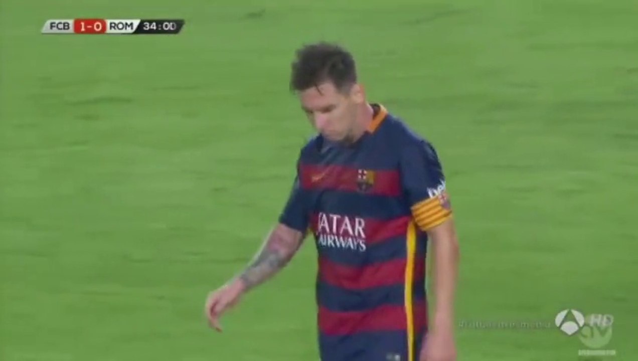 Lionel Messi Fight vs Yanga-Mbiwa - Barcelona vs AS Roma 2-0