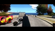 Batman & Spider-Man having Fun with Disney Pixar Cars Lightning McQueen and Batman's BatPod Bike !