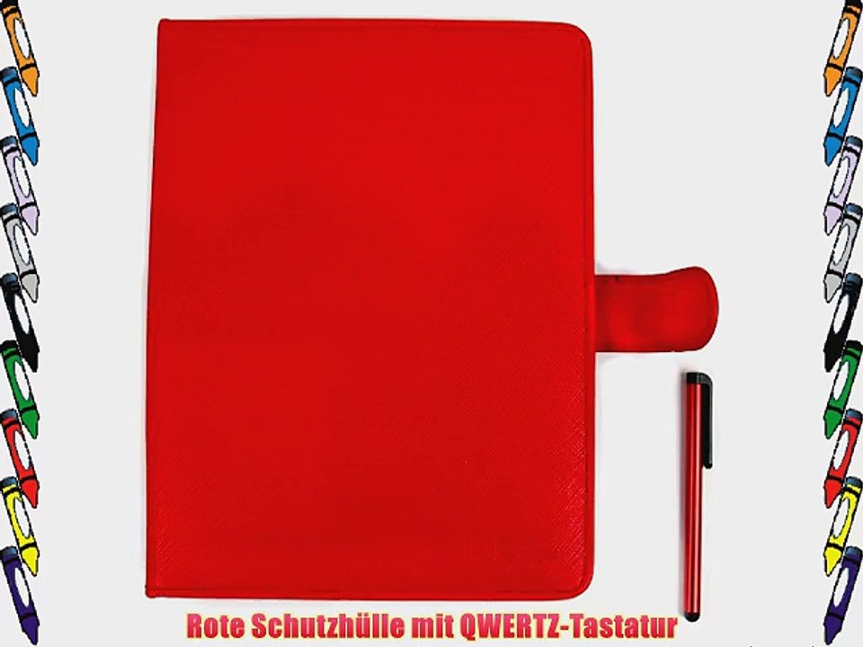 F?r Odys Sky Plus 3G 79 Zoll: deutsche QWERTZ-Tastatur mit Micro-USB und rote Tableth?lle