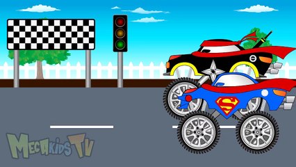 Superman Truck Vs Ninja Truck - Truck for kids - Mega Kids Tv