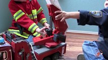 Toy Truck Videos for Children   Toy Bruder Mack Fire Engine and Toy Police Truck and Helicopter