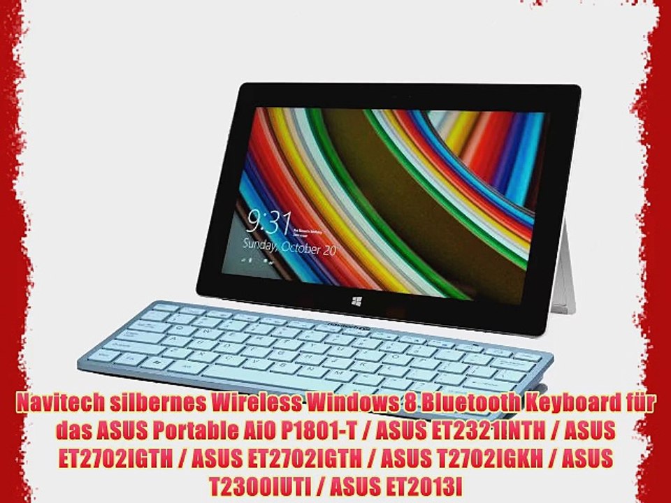 Navitech silbernes Wireless Windows 8 Bluetooth Keyboard f?r das ASUS Portable AiO P1801-T
