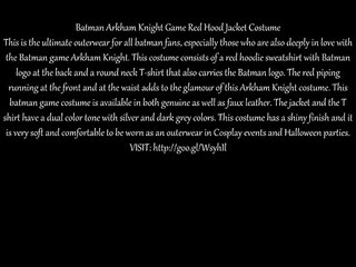 Arkham Knight Red Hood Cosplay Costume