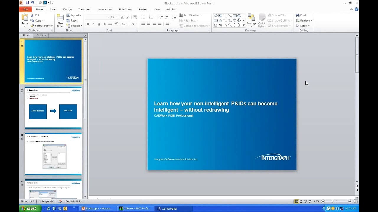 CADWorx PID Webinar Learn how your non-intelligent P&IDs can become intelligent