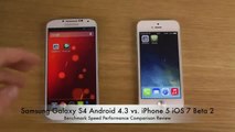 Samsung Galaxy S4 Android 4 3 vs iPhone 5 iOS 7 Beta 2 Benchmark Speed Performance Compari