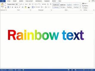 How to create a rainbow text in Microsoft Word 2013