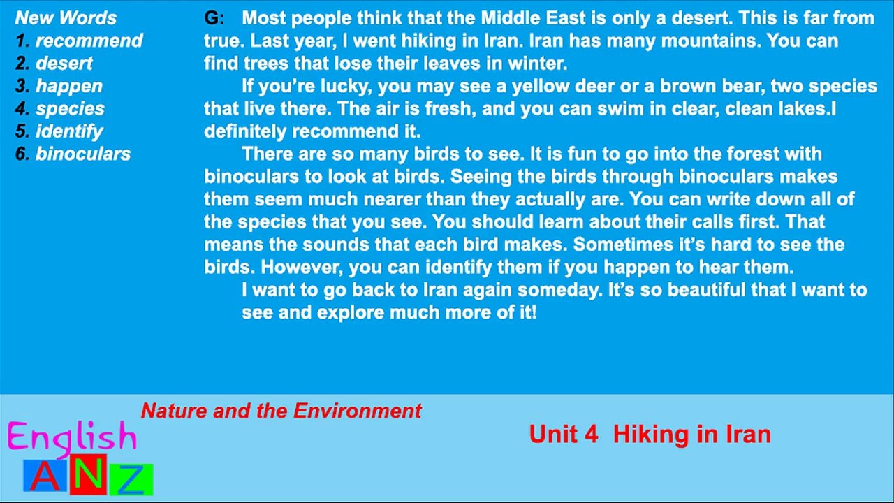 Unit 4 - Hiking In Iran - Listening Practice Through Dictation 2