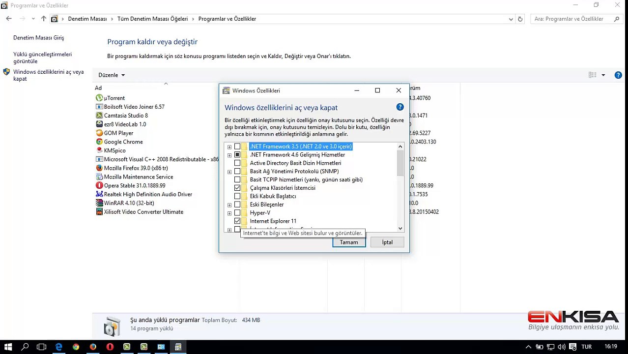 Windows 10'dan Internet Explorer Kaldırma