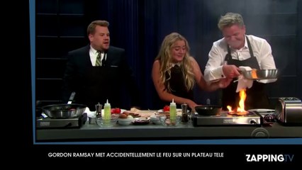Gordon Ramsay met le feu sur un plateau de télévision
