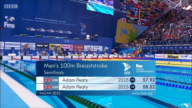 100m brasse H (demi-finales) - ChM 2015 natation