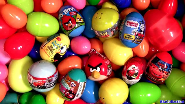 Huge 101 Surprise Eggs AngryBirds Cars2 Thomas Dora DC Spongebob Moshi Kinder Toys Disney