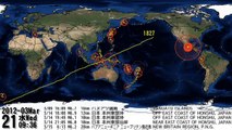 World Earthquakes 2012 Visualization Map 6.0 and Greater (Jan 01, 2012 through May 01, 2012)