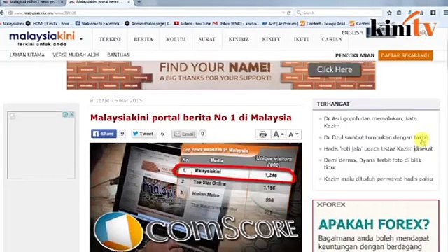 Malaysiakini portal berita No 1 di Malaysia