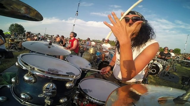 Alex Galanti @ Rockin1000, plays Learn to Fly drum cover, drummers view (GoPro)