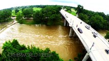 Aerials of Georgetown Texas - San Gabriel River Flooded - on Memorial Day Weekend 2015