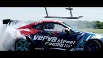 Aerobatic Helicopter Chases Drifting Race Car