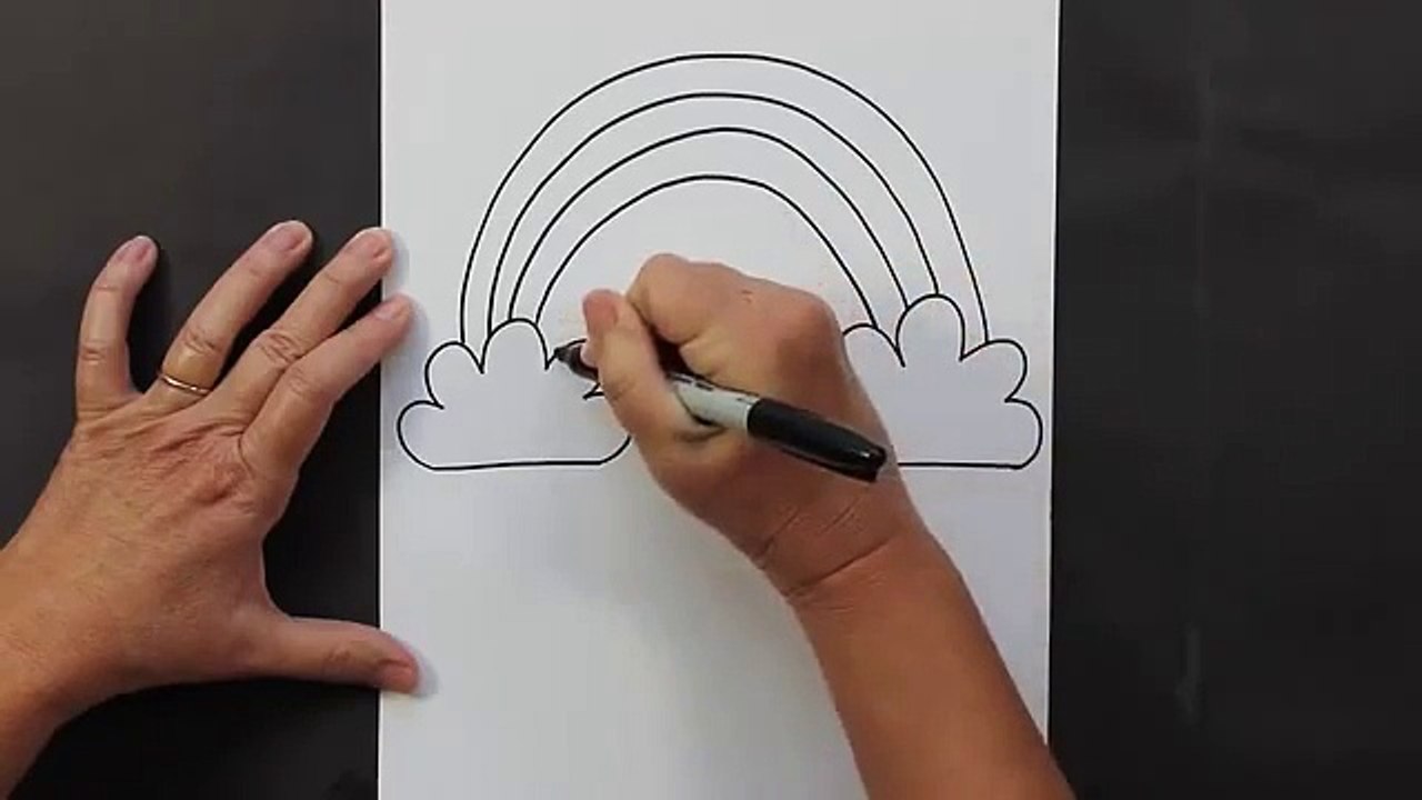 How to Draw a Rainbow and Clouds Beginners Drawing Tutorial of Kids
