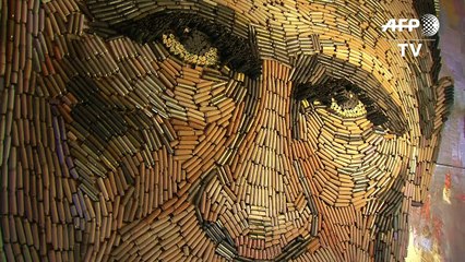 Retrato de Putin feito com balas