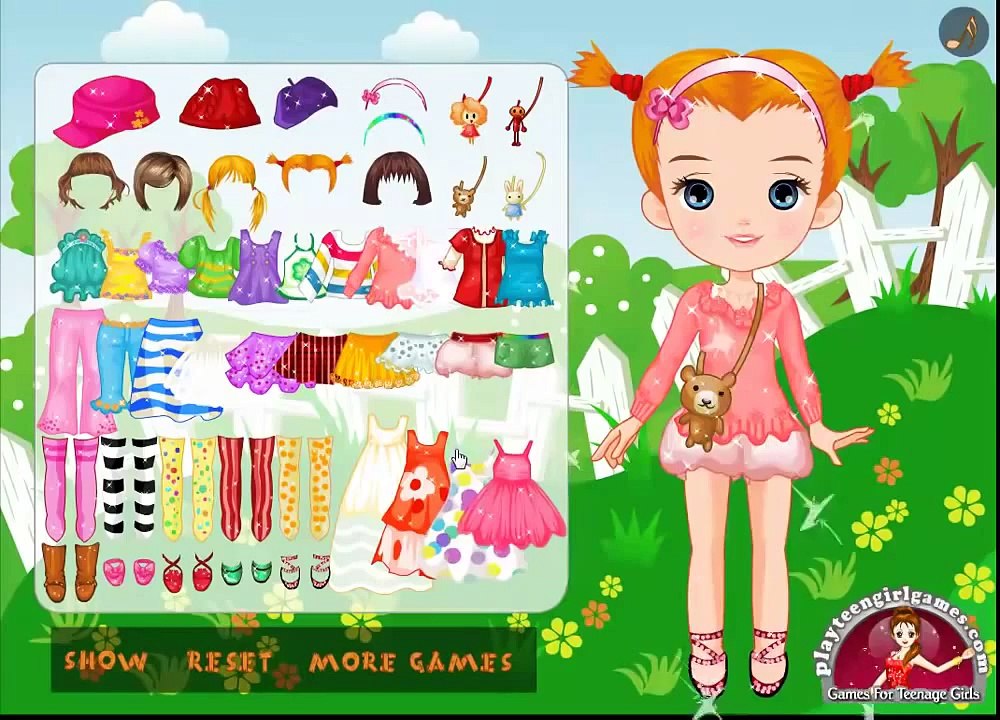 Cartoon - Cute Doll On Lawn- Dress Up Game - Little Girl Gameplay