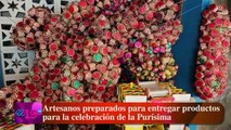 Artesanos preparados para entregar productos  para la celebración de la Purísima