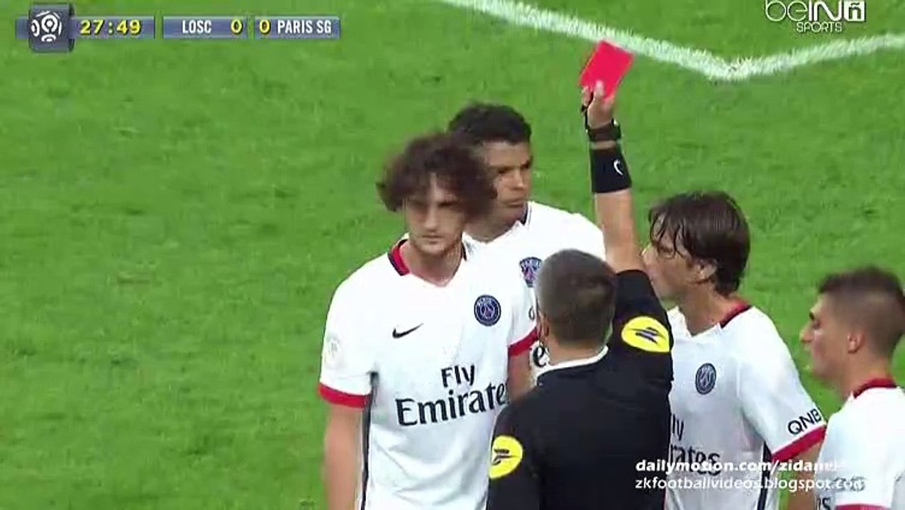 Adrien Rabiot Dismissal (Red Card) _ Lille v. Paris Saint-Germain - Ligue 1 07.08.2015
