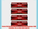 Patriot PV316G186C9QKRD Venom Red Arbeitsspeicher 16GB (1866MHz CL9 4x 4GB) DDR3-RAM Kit