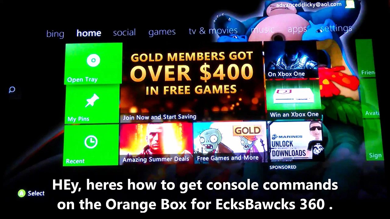 How to use console commands in The Orange Box for XBox 360!!!