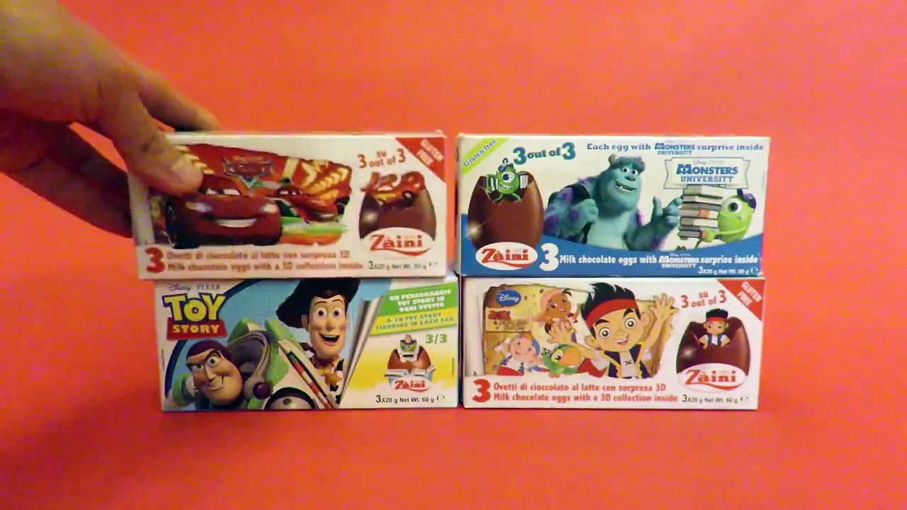 Disney Pixar Cars Disney Princess Mickey Mouse Big Chocolate Surprise Eggs Unboxing