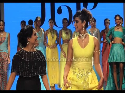 Ileana D'Cruz, the dusky actress from Bollywood, walks the ramp as a showstopper at IIJW 2015.