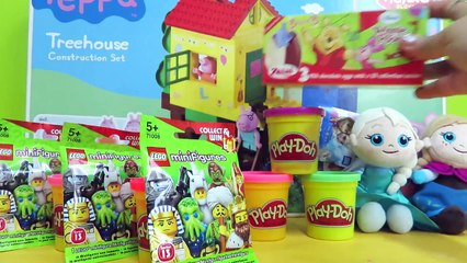 GIANT Play Doh Lego Surprise Egg Toys 10 Legos Minifigures Packs DCTC Playdough Eggs Video