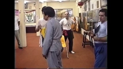 Sifu Jim Fung and Sigung Chu Shong Tin practise one inch punch