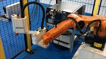 Knickarm-Scara-Roboter Kombination Epson Gi Kuka KR Agilus überlagerte und unabhängige Bewegung