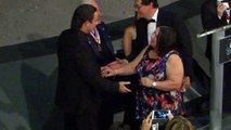 John Travolta & Astronaut Buzz Aldrin Dance & Give an Uma Thurman HairCut at Charity Gala