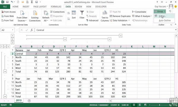 MS Excel - Editing And Removing Outlining - 07-03
