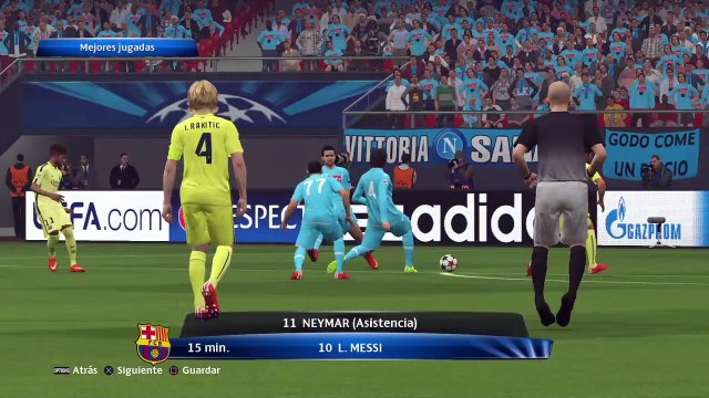 PES 2015 PS4 1080p HD Mejores jugadas Napoli-Barcelona Fase de grupos UCL2015