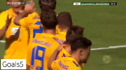 Hendrick Zuck Goal Hallescher 0 - 1 Braunschweig DFB Pokal 8-8-2015